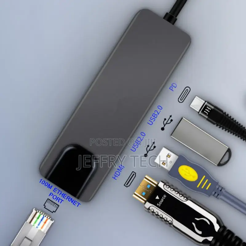 5 in 1 USB-C Adapter Dock Hub USB Type-C PD HDMI 4K 2x USB E