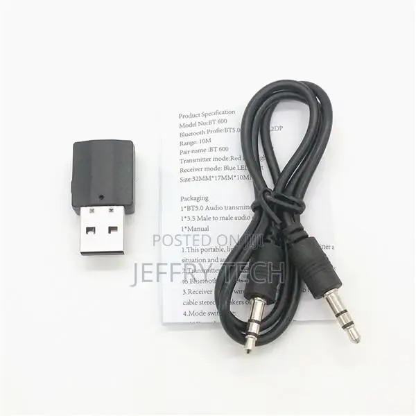 USB Bluetooth 5.0 Transmitter Receiver 2 in 1 AUX Wireless A