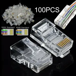 100X RJ45 Network LAN Cat6 Patch Cable Crimp Plug Gold-Plate