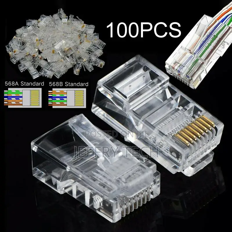 100X RJ45 Network LAN Cat6 Patch Cable Crimp Plug Gold-Plate