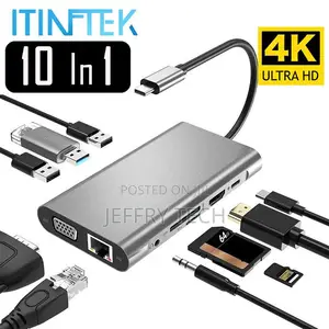 10 in 1 Usb-C to Type-C Usb 3.0 Hub 4K Hdmi Rj45 Ethernet Vg