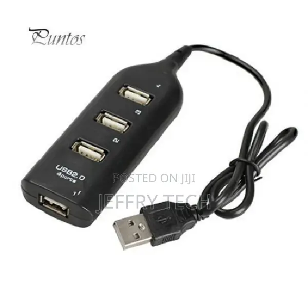 4 Port Splitter USB 2.0 High Speed Black Hub Socket Adapter