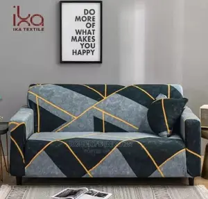 Grey With Black Printed Sofa Cover