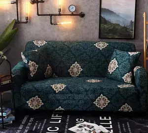 7 Sitter Flowered Green Elegant Sofa Cover