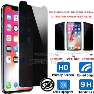 9H HD Privacy Screen Protector for iPhone X Xs Xr 8/7/6/6s P