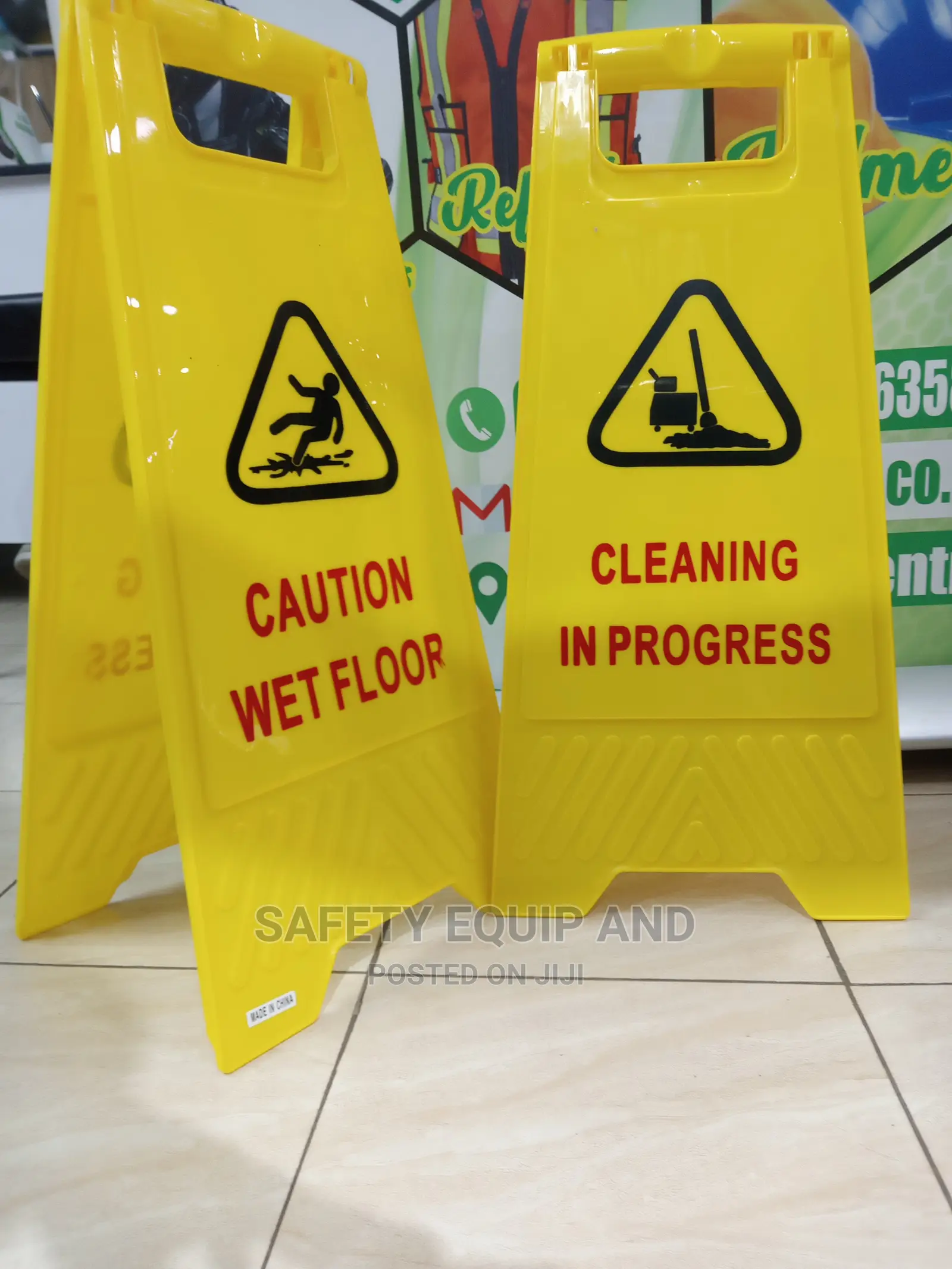 Caution Signs Showing Cleaning in Progress