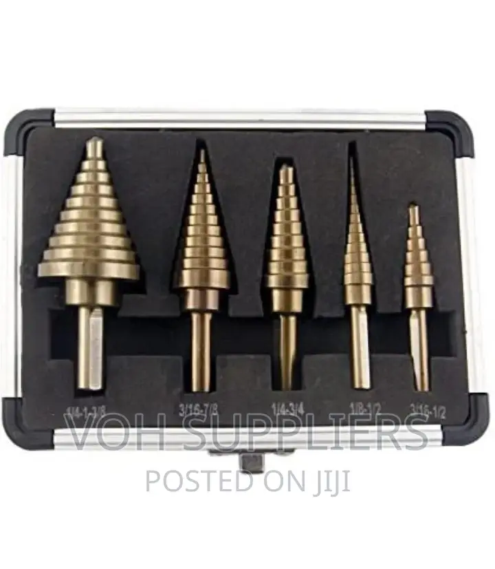 Step Drill Bits, HSS 5PCS Titanium Step Drill Bit Set,
