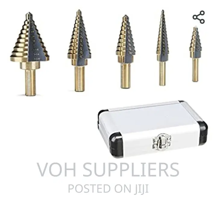 Step Drill Bits, HSS 5PCS Titanium Step Drill Bit Set,