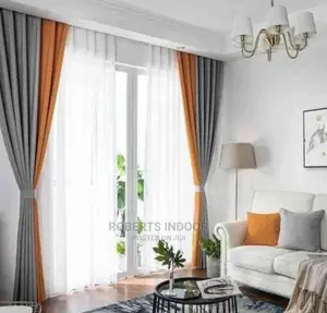 Orange and Grey House Curtain