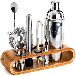 10 Pcs Mixologist Bartender Kit With Stylish Bamboo Stand