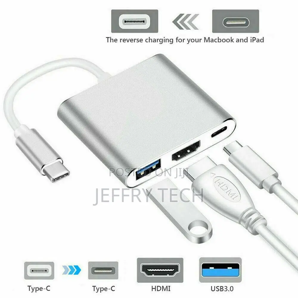 Type C Vers HDMI USB 3.0 USB-C CâBle Adaptateur 3 in 1 Hub W