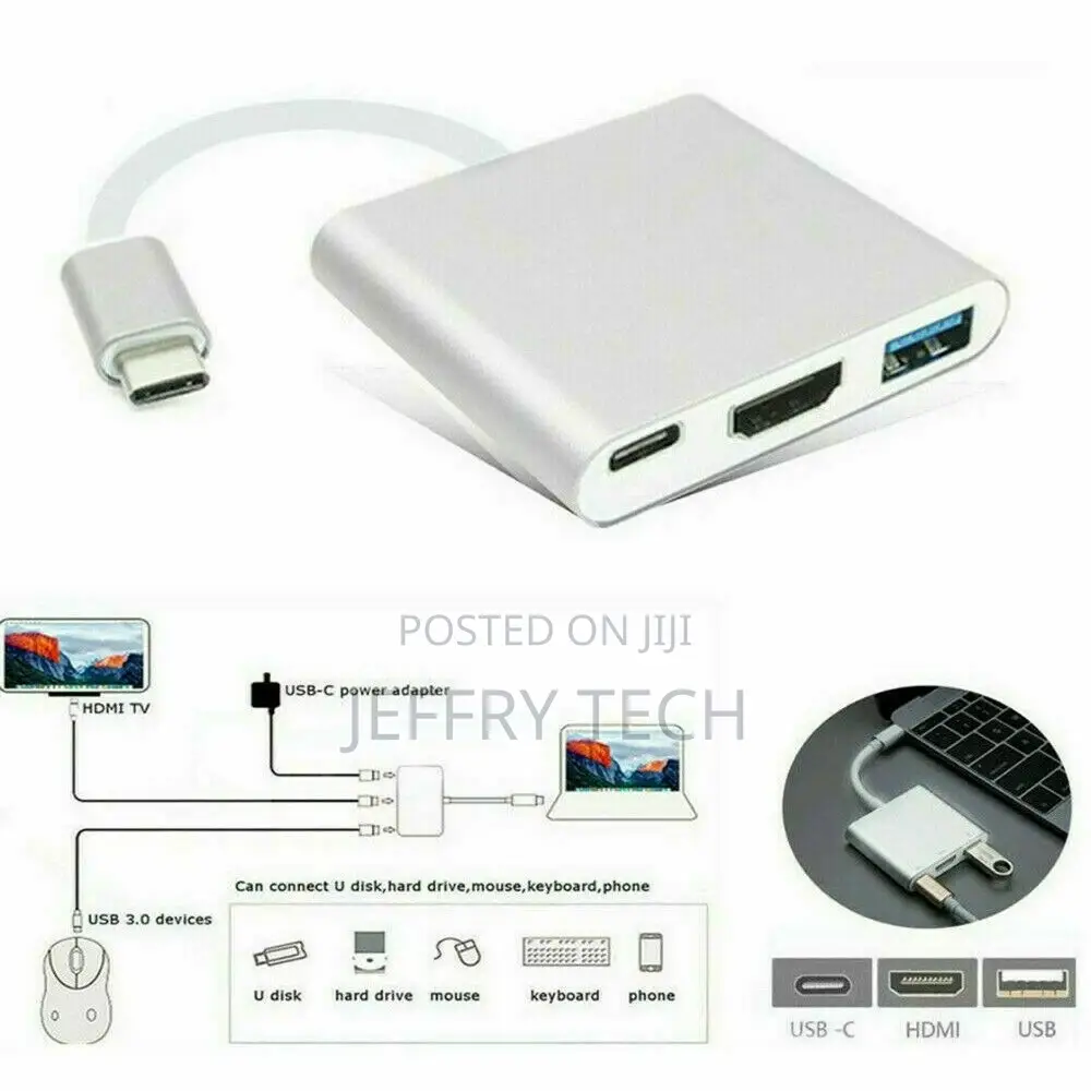 Type C Vers HDMI USB 3.0 USB-C CâBle Adaptateur 3 in 1 Hub W