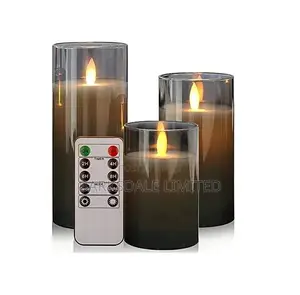 LED Flameless Candle Premium Black Glass With Remote Control