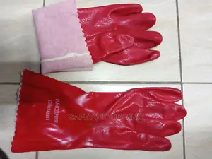 Gloves! Red PVC With Inner Lining