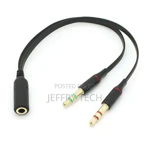 Dual 3.5mm Male to Single Female Headphone Microphone Audio