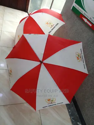 Red and White Rain Umbrellas