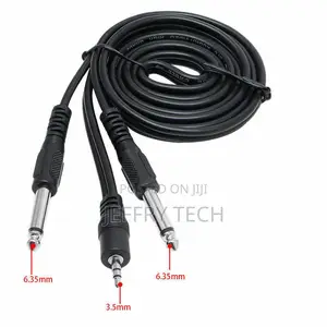 Twin Male 1⁄4 Inch Mono Jack to Stereo 1/8 3.5mm Audio