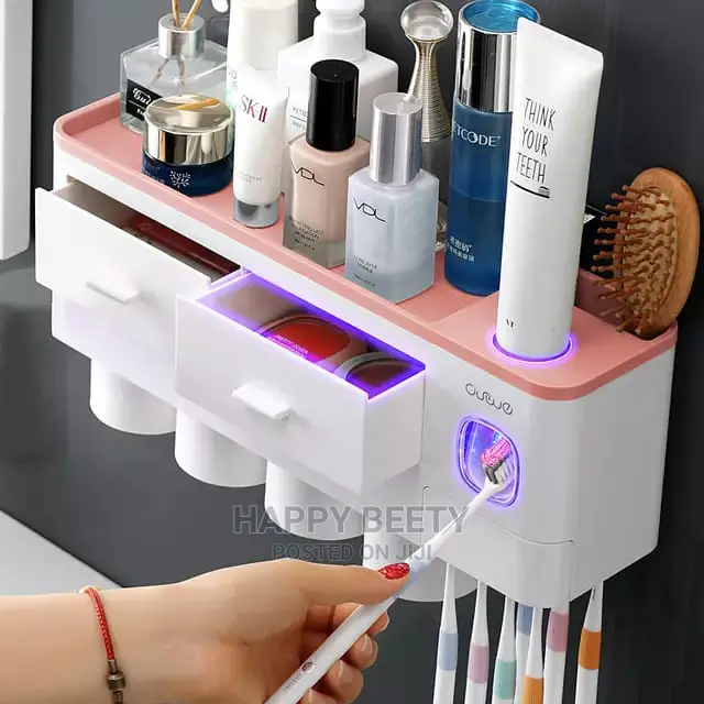 #Toothpaste Dispenser With Toothbrush Holder