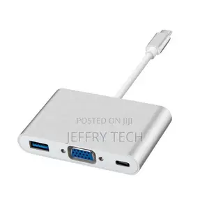 Multiports 3 in 1 USB 3.1 Type C TO VGA Converter Adapter Ca