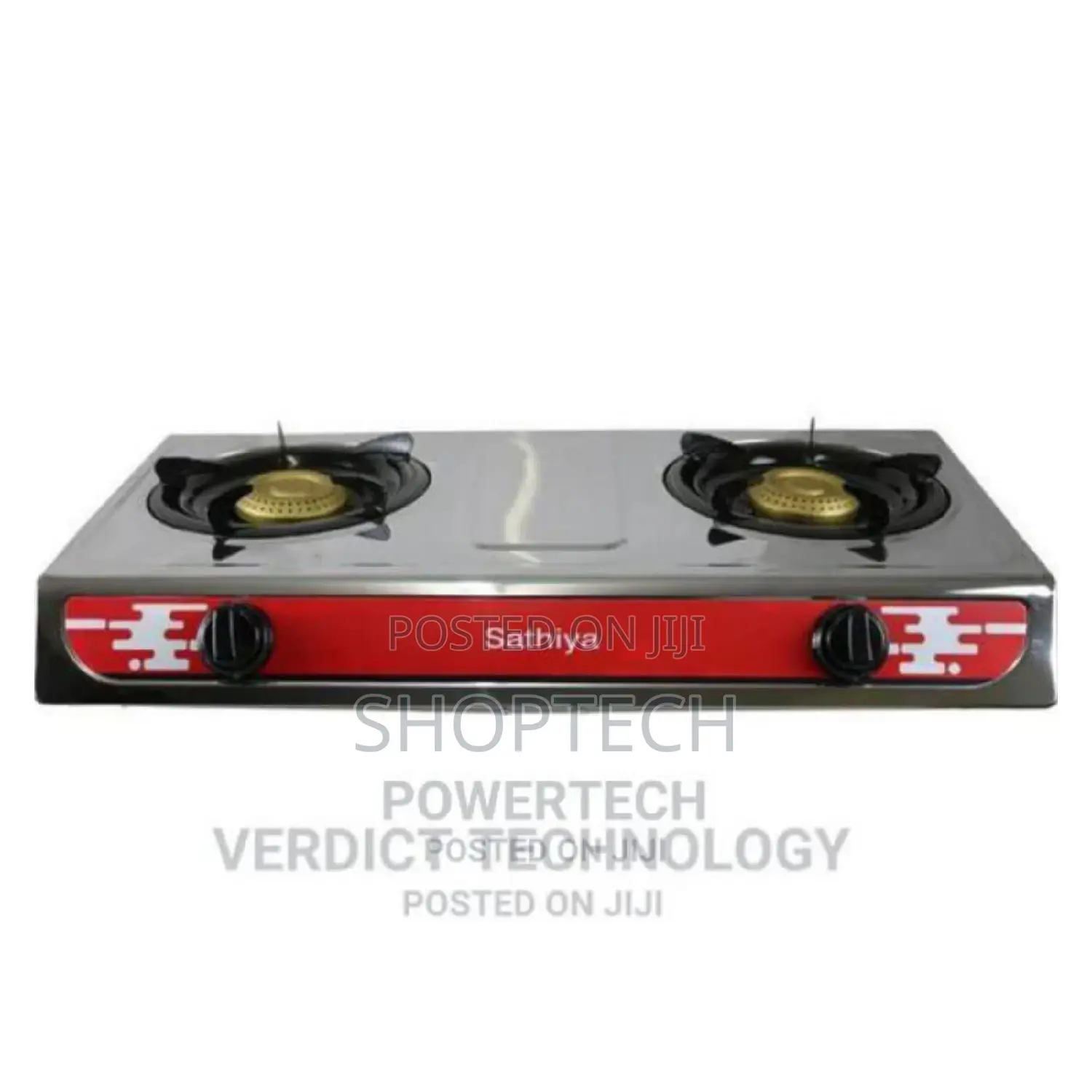 Automatic Two Burner Stainless Steel Gas Stove Cooker.