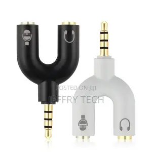 3.5mm Audio Earphone Splitter Headphone Microphone 1 Male To