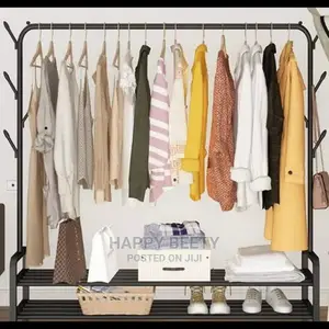 Metallic Clothrack With 2 Tier Storage Rack For Shoes