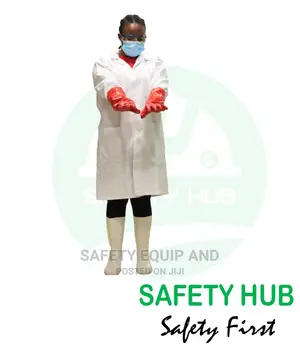 Red PVC Gloves With White Gumboots and Lab Coats