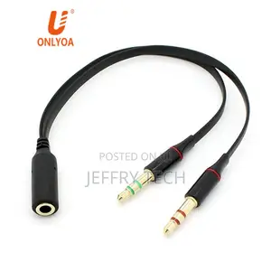 3.5mm 20cm Stereo AUX Jack 1 Female to 2 Male Y Mic Splitter