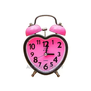 Sweet Pink Heart Table Top Alarm Clock With Double Bells