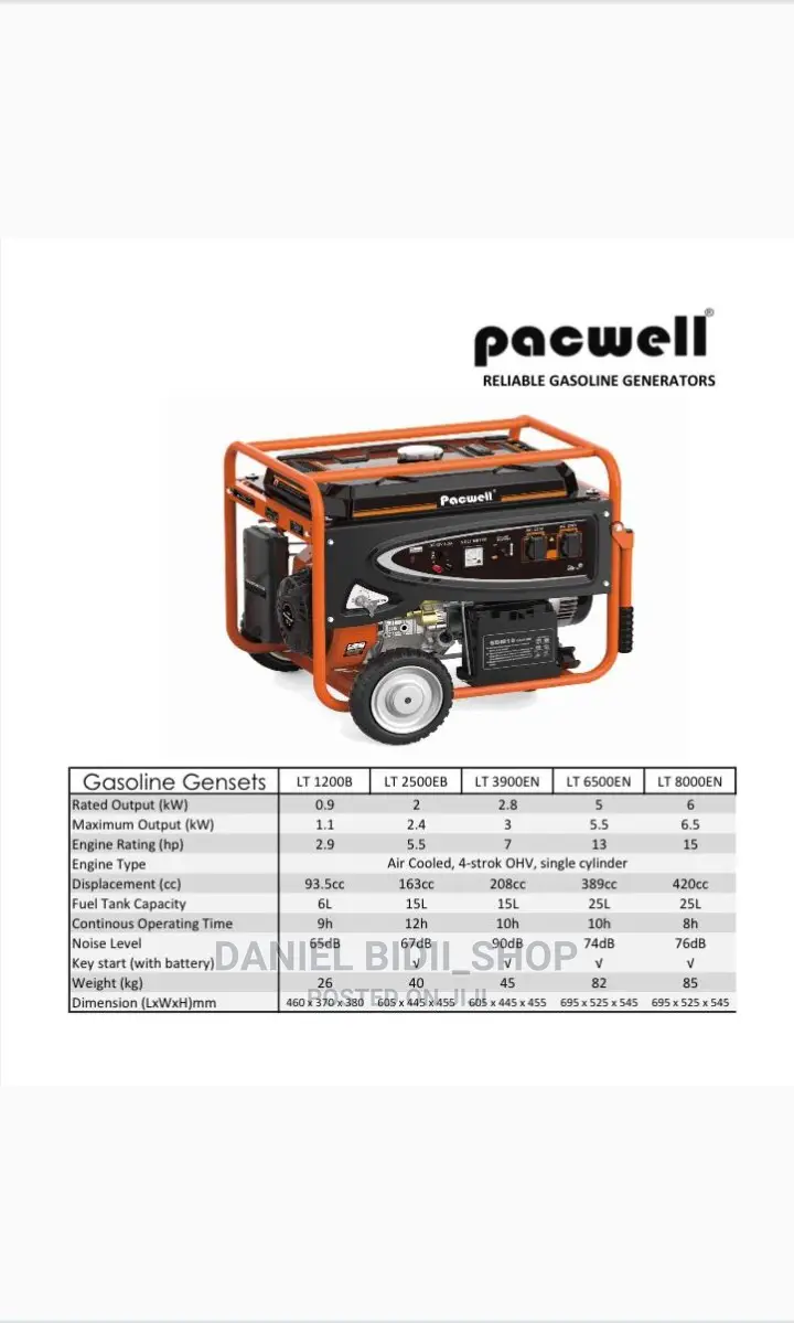 Reliable Petrol Generator Lt1200 Pacwell