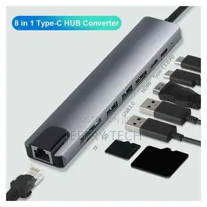 Hub Converter Usb Type-C Hub to 4k 30hz Rj45 Usb Sd Tf Card