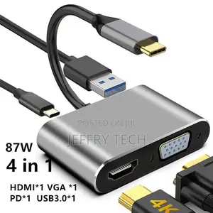 USB Type C Huo Hdmi-Compatible 4K VGA Adapter RJ45 Ethernet