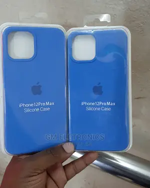 Blue Silicone Case for iPhone 12 Pro Max.