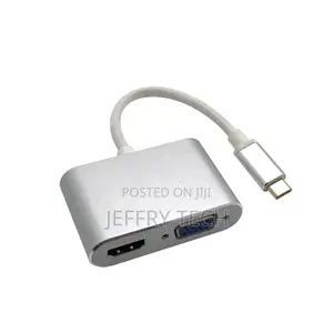 USB-C to HD-MI USB C Male Connector to VGA Converter 2 in 1