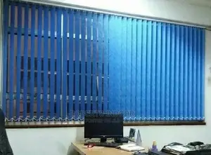 Blue Vertical Office Window Blinds