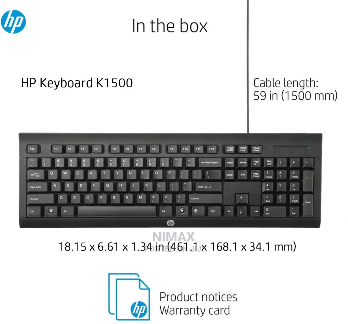 HP Wired Keyboard K1500 E/A USB - Gamma