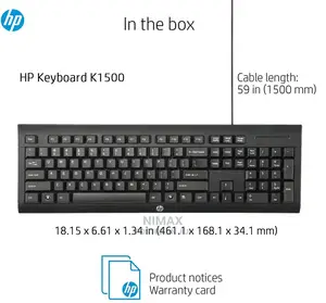 HP Wired Keyboard K1500 E/A USB - Gamma