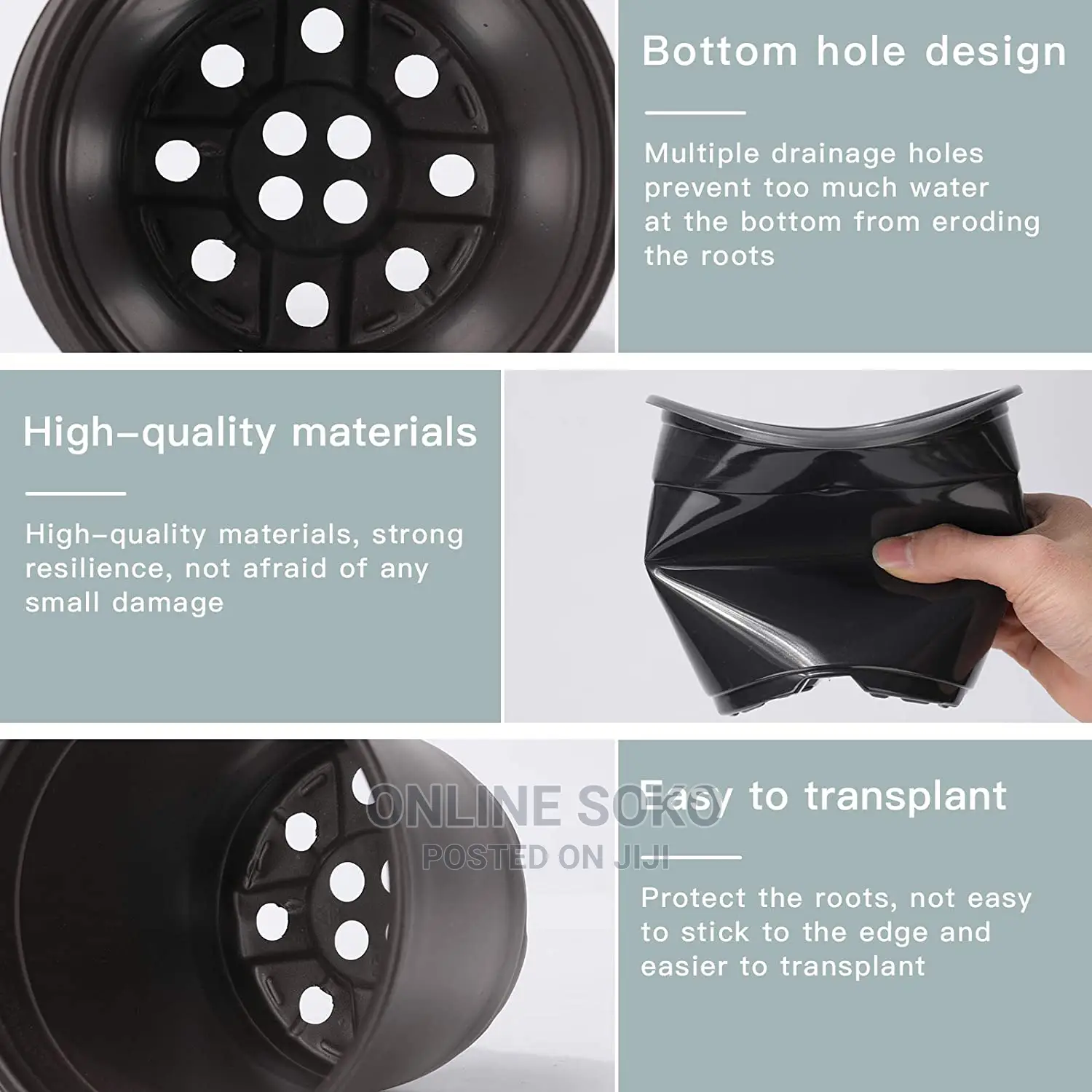Reusable Disposable Plastic Plant Seedling Flower Pots - 10