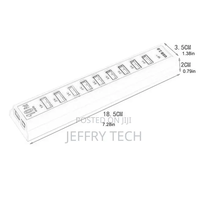 Usb2.0 10 Port Hub Multi Usb Splitter High Speed 480mbps Usb