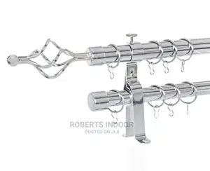 2m Silver Double Curtain Rod