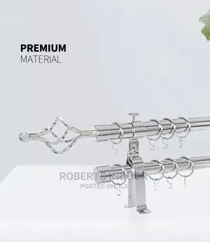 Silver 3m Double Curtain Rod
