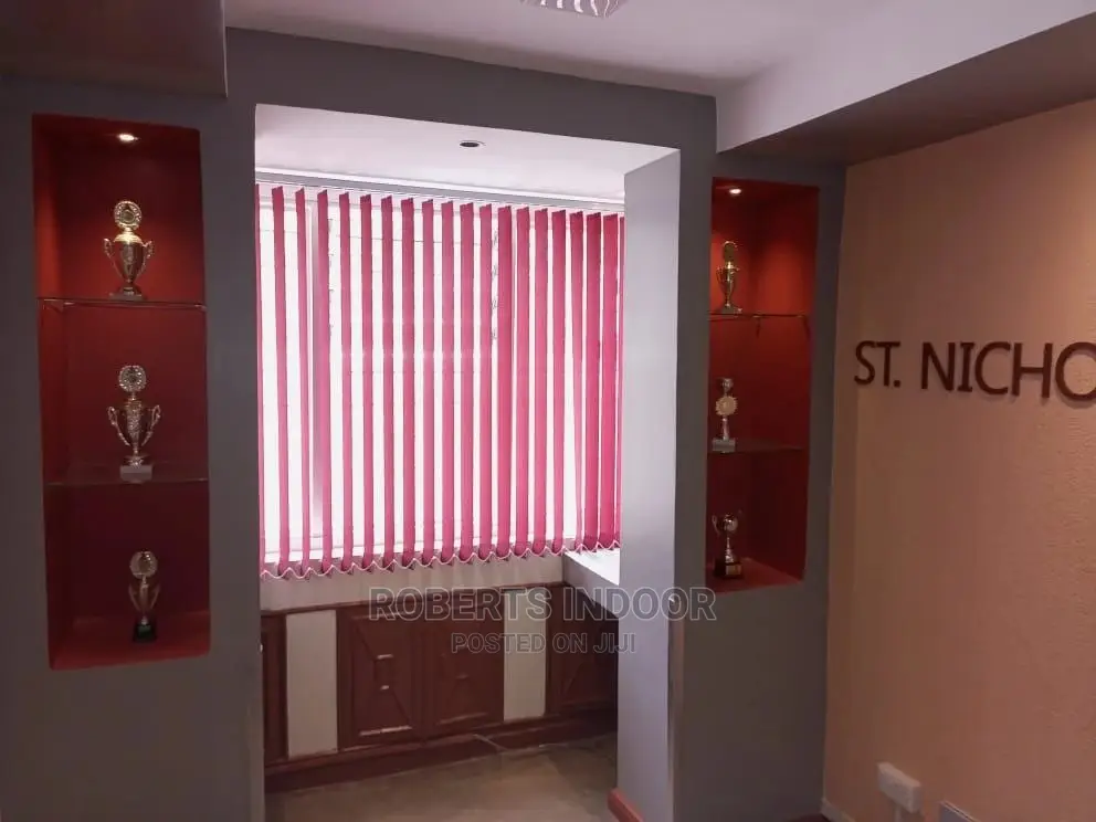 Maroon Vertical Office Window Blinds