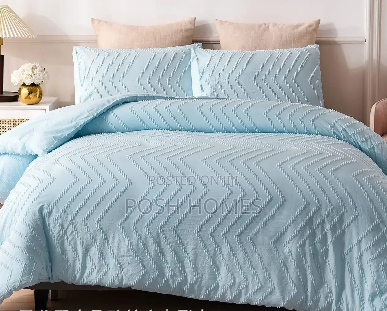 3 Piece Tufted Waved Duvet Cover