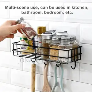 Wall Mounted Bathroom or Kitchen Organizer With Hooks