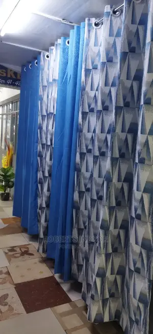 Sky Blue Printed Curtain