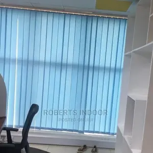 Blue Vertical Office Window Blinds