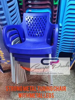 Strong Comfortable Plastic Chair Wth Metal Tubing Legs