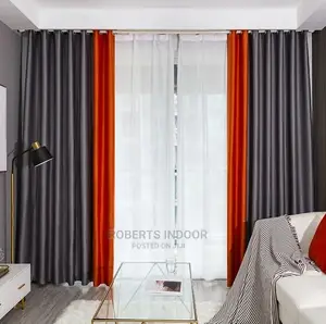 Orange and Grey Elegant House Curtains