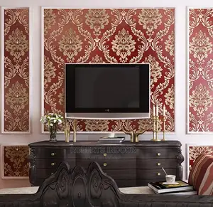 Maroon Damask Wallpaper