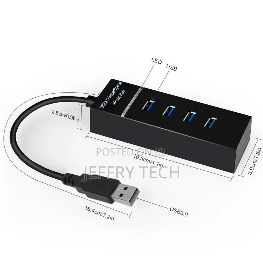 4 Port USB 3 Hub – 5 Gbps Bandwidth, Backwards Compatible To